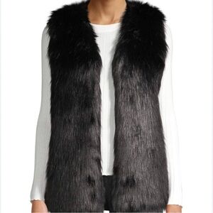 Time and Tru Black Faux Fur Vest Size Small NWT